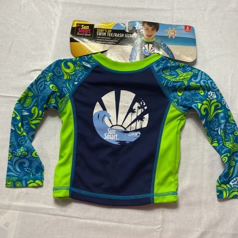 Sun Smart Beach Gear Surf’s Up Swim Tee/Rash Guard size S 18-24 months (BC)